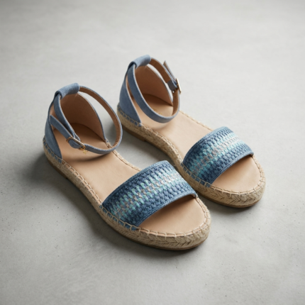 Sandales plates espadrilles femme à bride cheville
