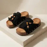 mules compensées à franges et perles – Image 5